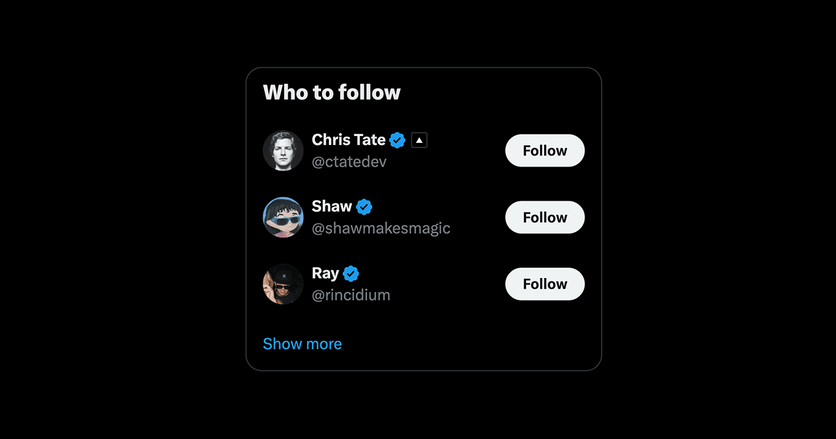 Hide X Who to Follow