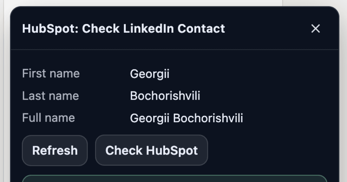 LinkedIn HubSpot Lookup