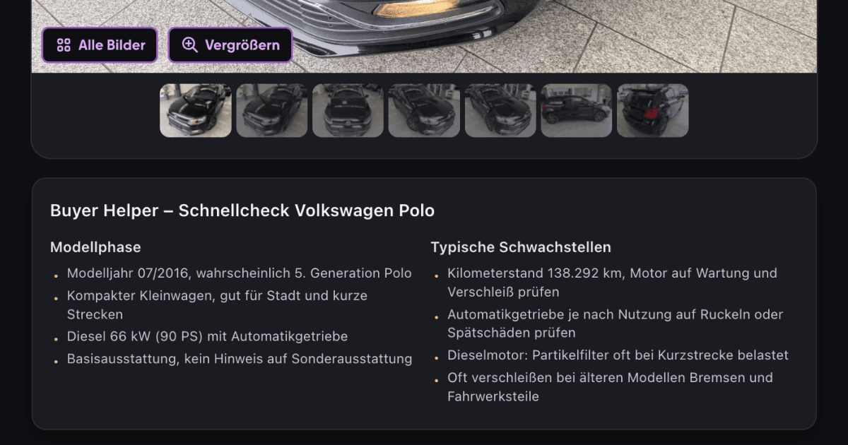 Mobile.de Used Car Checker